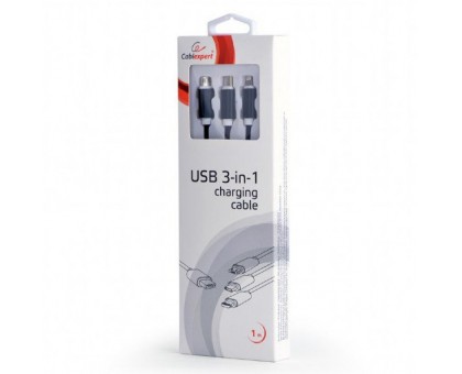 Зарядний кабель USB 3-в-1 Cablexpert CC-USB2-AM31-1M, AM-тато/Lightning/Micro/Type-C, 1.0 м.