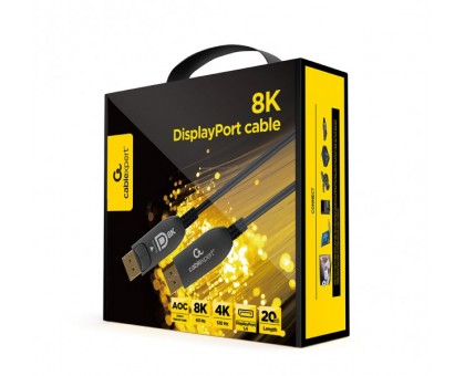 Кабель Cablexpert CC-DP8K-AOC-20M, DisplayPort V.1.4, вилка/вилка, з позолоченими контактами, 20 м