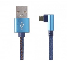 Кабель кутовий Cablexpert CC-USB2J-AMmBML-1M-BL, USB 2.0 A-тато/Micro B-тато, 1,0 м.