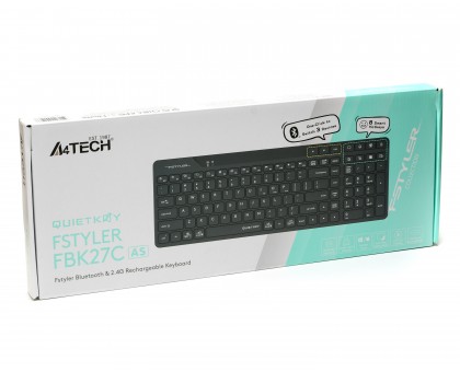 Клавіатура бездротова A4Tech FBK27C AS (Black) Fstyler, (BT + 2.4 ГГц), з акумулятором, quiet key, колір чорний Клавіатура бездротова A4Tech FBK27C AS (Black) Fstyler, (BT + 2.4 ГГц), з акумулятором, quiet key, колір чорний