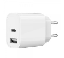 Сетевое зарядное устройство Gembird TA-UC-2AC12-01, 1xUSB-A+1xUSB-C 5V/2.4A (12W), белое