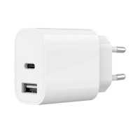 Мережевий зарядний пристрій Gembird TA-UC-2AC12-01, 1xUSB-A+1xUSB-C 5V/2.4A (12W), білий