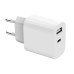 Мережевий зарядний пристрій Gembird TA-UC-2AC12-01, 1xUSB-A+1xUSB-C 5V/2.4A (12W), білий
