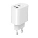 Мережевий зарядний пристрій Gembird TA-UC-2AC12-01, 1xUSB-A+1xUSB-C 5V/2.4A (12W), білий