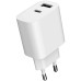 Мережевий зарядний пристрій Gembird TA-UC-2AC12-01, 1xUSB-A+1xUSB-C 5V/2.4A (12W), білий