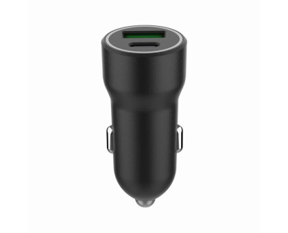 Автомобільний зарядний пристрій Gembird TA-UC-A2PDQC20-CAR-01, 1xUSB-A (18W QC3.0)+ 1xUSB-C (20W PD), чорний