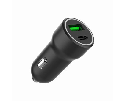 Автомобільний зарядний пристрій Gembird TA-UC-A2PDQC20-CAR-01, 1xUSB-A (18W QC3.0)+ 1xUSB-C (20W PD), чорний