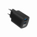 Мережевий ЗП Gembird TA-UC-PDQC30LCD-BK-01, 1 USB-A (QC3.0 18W) + 1 Type-C (PD20W), LCD, чорний