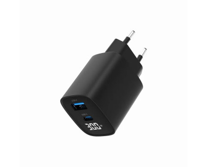 Мережевий ЗП Gembird TA-UC-PDQC30LCD-BK-01, 1 USB-A (QC3.0 18W) + 1 Type-C (PD20W), LCD, чорний