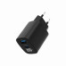 Мережевий ЗП Gembird TA-UC-PDQC30LCD-BK-01, 1 USB-A (QC3.0 18W) + 1 Type-C (PD20W), LCD, чорний