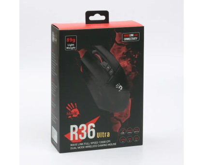 Миша ігрова бездротова A4-Tech Bloody R36 Ultra (Stone Black), 12000 CPI, чорна