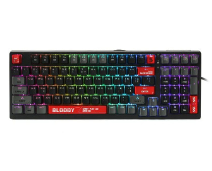 Механічна клавіатура A4Tech Bloody S98 (Bloody Red), червоні світчі, RGB підсвічування клавіш, USB, чорна