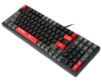Механічна клавіатура A4Tech Bloody S98 (Bloody Red), червоні світчі, RGB підсвічування клавіш, USB, чорна