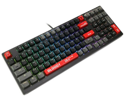 Механічна клавіатура A4Tech Bloody S98 (Bloody Red), червоні світчі, RGB підсвічування клавіш, USB, чорна
