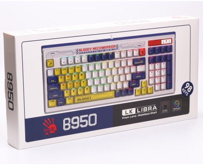 Механическая игровая клавиатура Bloody B950 RGB (Warrior Blue), белая, RGB подсветка клавиш, LK Libra Brown Switch, USB Механическая игровая клавиатура Bloody B950 RGB (Warrior Blue), белая, RGB подсветка клавиш, LK Libra Brown Switch, USB