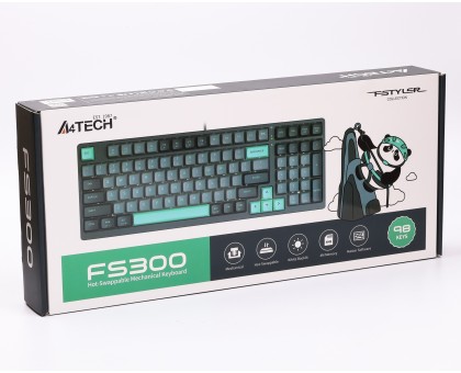 Клавіатура ігрова механічна A4Tech FS300 (Panda Rock Climbing), USB, FS Switches, сіра Клавіатура ігрова механічна A4Tech FS300 (Panda Rock Climbing), USB, FS Switches, сіра