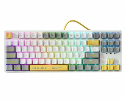 Механическая игровая клавиатура Bloody S87 (Energy White), красные свитчи, USB, RGB подсветка, BLMS TKL Switch, белая Механическая игровая клавиатура Bloody S87 (Energy White), красные свитчи, USB, RGB подсветка, BLMS TKL Switch, белая