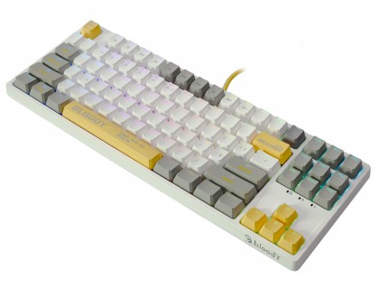 Механическая игровая клавиатура Bloody S87 (Energy White), красные свитчи, USB, RGB подсветка, BLMS TKL Switch, белая Механическая игровая клавиатура Bloody S87 (Energy White), красные свитчи, USB, RGB подсветка, BLMS TKL Switch, белая