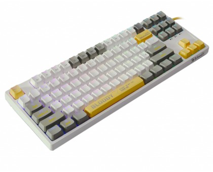 Механическая игровая клавиатура Bloody S87 (Energy White), красные свитчи, USB, RGB подсветка, BLMS TKL Switch, белая Механическая игровая клавиатура Bloody S87 (Energy White), красные свитчи, USB, RGB подсветка, BLMS TKL Switch, белая