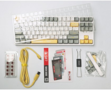 Механическая игровая клавиатура Bloody S87 (Energy White), красные свитчи, USB, RGB подсветка, BLMS TKL Switch, белая Механическая игровая клавиатура Bloody S87 (Energy White), красные свитчи, USB, RGB подсветка, BLMS TKL Switch, белая