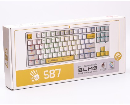 Механическая игровая клавиатура Bloody S87 (Energy White), красные свитчи, USB, RGB подсветка, BLMS TKL Switch, белая Механическая игровая клавиатура Bloody S87 (Energy White), красные свитчи, USB, RGB подсветка, BLMS TKL Switch, белая