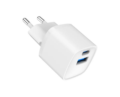 Мережевий зарядний пристрій Gembird TA-UC-PDQC20-W-01, 1 USB-A + 1 Type-C (PD20Вт + QC3.0 18Вт), білий