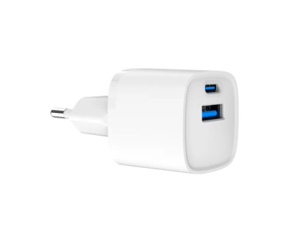 Мережевий зарядний пристрій Gembird TA-UC-PDQC20-W-01, 1 USB-A + 1 Type-C (PD20Вт + QC3.0 18Вт), білий