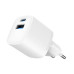 Мережевий зарядний пристрій Gembird TA-UC-PDQC20-W-01, 1 USB-A + 1 Type-C (PD20Вт + QC3.0 18Вт), білий