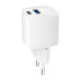 Мережевий зарядний пристрій Gembird TA-UC-PDQC20-W-01, 1 USB-A + 1 Type-C (PD20Вт + QC3.0 18Вт), білий