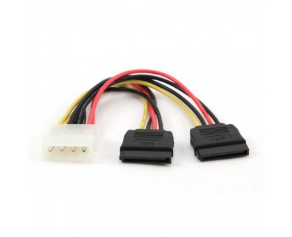 Кабель Cablexpert CC-SATA-PSY-0.3M, кабель живлення (Molex) папа+2 SATA кабель живлення, 300 мм.