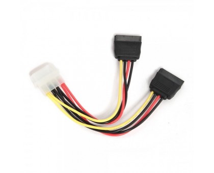 Кабель Cablexpert CC-SATA-PSY-0.3M, кабель живлення (Molex) папа+2 SATA кабель живлення, 300 мм.