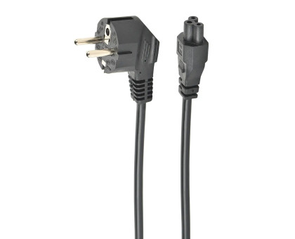 Кабель силовий Cablexpert PC-186-ML12-0.5M CEE7/7-C5, довжина 0,5 м, сертифікований VDE, з заземленням для ноутбука, 3 *0.75 мм кв