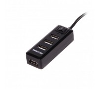Хаб USB 2.0 Maxxter HU2A-4P-AC-03 Type-A на 4 порта, 5V1A зарядка в комплекте, пластик, черный
