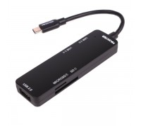 Хаб USB 3.0 Type-C Maxxter HU3C-3PTF-010 Type-С на 3 порта, 1x USB3.0 USB A + 2x USB2.0 USB A + 1x SD card