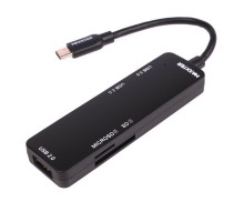 Хаб USB 3.0 Type-C Maxxter HU3C-3PTF-010 Type-С на 3 порта, 1x USB3.0 USB A + 2x USB2.0 USB A + 1x SD card