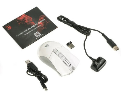 Миша ігрова бездротова A4-Tech Bloody R90 Plus (Greyish White), біла