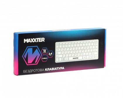 Клавіатура Maxxter KBW-C01S-UA Бездротова міні-клавіатура, з акумулятором, безшумна, срібляста