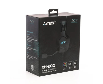 Гарнитура A4Tech XH-200 (Black) X7 USB с подсветкой, цвет черный