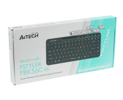Клавиатура A4Tech FBK36C AS (Black) беспроводная (BT + 2.4 ГГц) Fstyler, с аккумулятором, quiet key, цвет черный