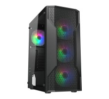 Корпус комп'ютерний Cougar Uniface MX110 RGB, Ігровий, 4*120mm RGB вентилятори передвстановлені, Mini ITX / Micro ATX / ATX, скляне вікно, чорний