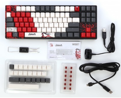 Механическая игровая беспроводная клавиатура Bloody WS87 (Naraka), USB, RGB подсветка, BLMS Red Plus Switch Механическая игровая беспроводная клавиатура Bloody WS87 (Naraka), USB, RGB подсветка, BLMS Red Plus Switch