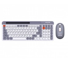 Комплект клавіатура+мишка Maxxter KMS-WCM-03G-UA бездротовий, ножичний механізм, білий з сірим