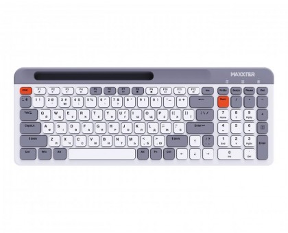 Беспроводная клавиатура Maxxter KBW-02G-UA, ножничный механизм, серая с белым Беспроводная клавиатура Maxxter KBW-02G-UA, ножничный механизм, серая с белым