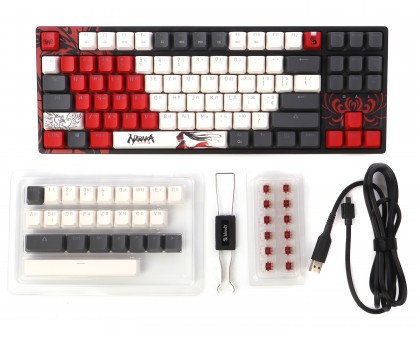 Механическая игровая клавиатура Bloody S87 (Naraka), красные свитчи, USB, RGB расная подсветка, BLMS Red Plus Switch Механическая игровая клавиатура Bloody S87 (Naraka), красные свитчи, USB, RGB расная подсветка, BLMS Red Plus Switch