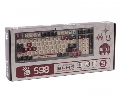 Механическая игровая клавиатура A4Tech Bloody S98 (Pixels Red), USB, подсветка, BLMS Red Plus Switch, серо-белая Механическая игровая клавиатура A4Tech Bloody S98 (Pixels Red), USB, подсветка, BLMS Red Plus Switch, серо-белая
