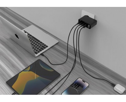 Мережевий зарядний пристрій Gembird TA-UC-PDQC100LCD-01-BK 100W