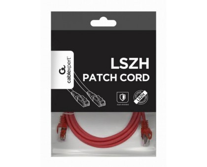 Патч корд Cablexpert PP6A-LSZHCU-R-0.25M, S/STP, литий, 50u" штекер із фіксатором, 0,25 м, червоний