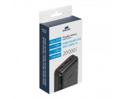 Портативний зарядний пристрій Rivacase, 20000 mA, RIVAPOWER VA2102 (Black) Портативний зарядний пристрій Rivacase, 20000 mA, RIVAPOWER VA2102 (Black)