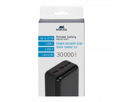 Портативний зарядний пристрій Rivacase, 30000 mA, RIVAPOWER VA2103 (Black) Портативний зарядний пристрій Rivacase, 30000 mA, RIVAPOWER VA2103 (Black)