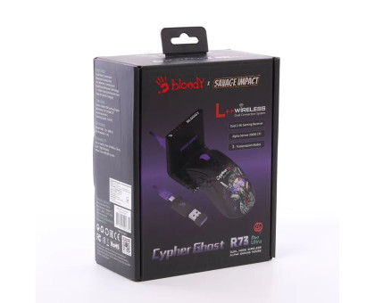 Миша ігрова бездротова Bloody R73 Ultra Duo (Cypher Ghost), колір чорний з малюнком